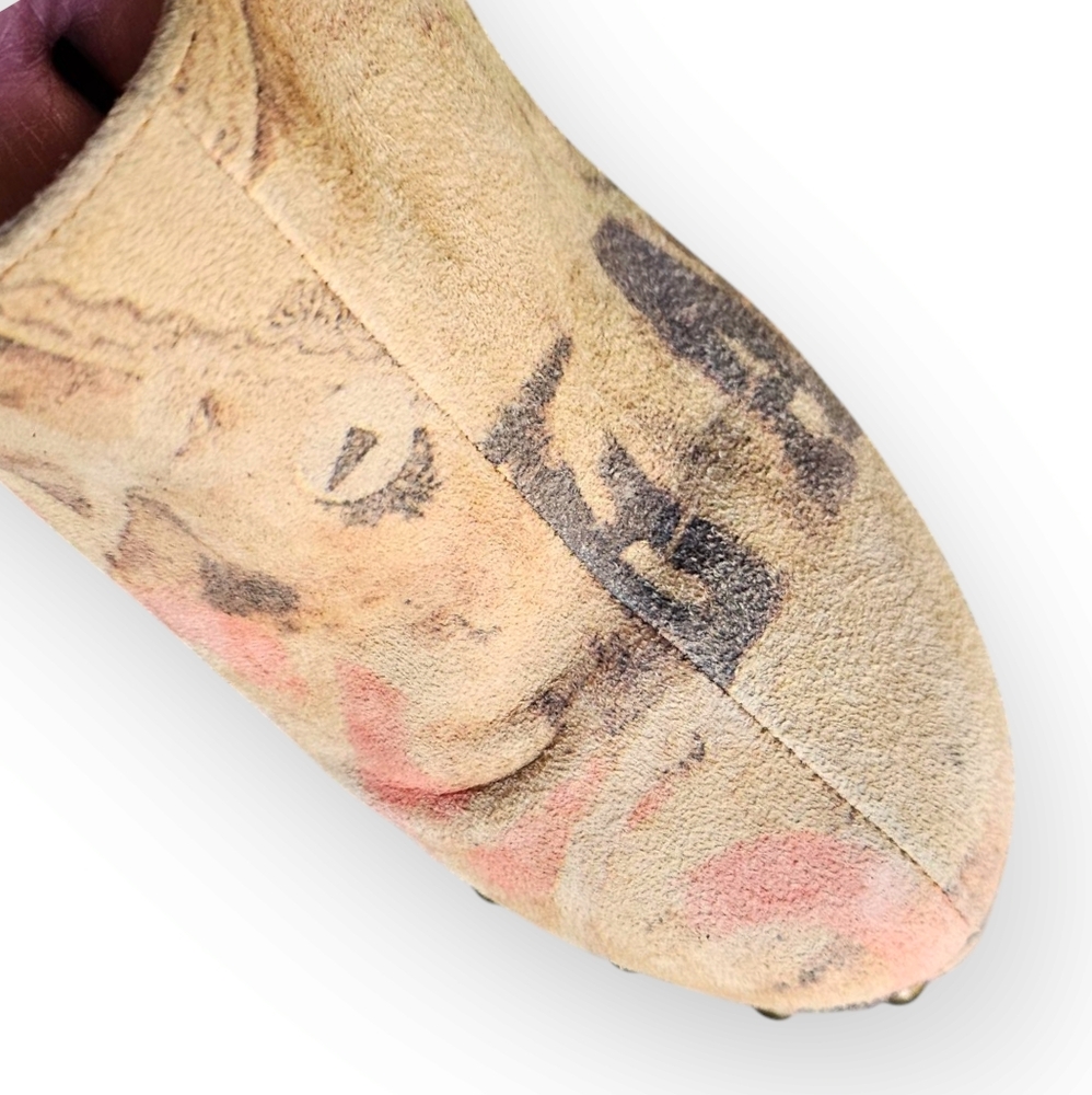 Pelle Moda Floral Print Leather Clogs in Pastel Pink and Tan - Picture 11 of 12